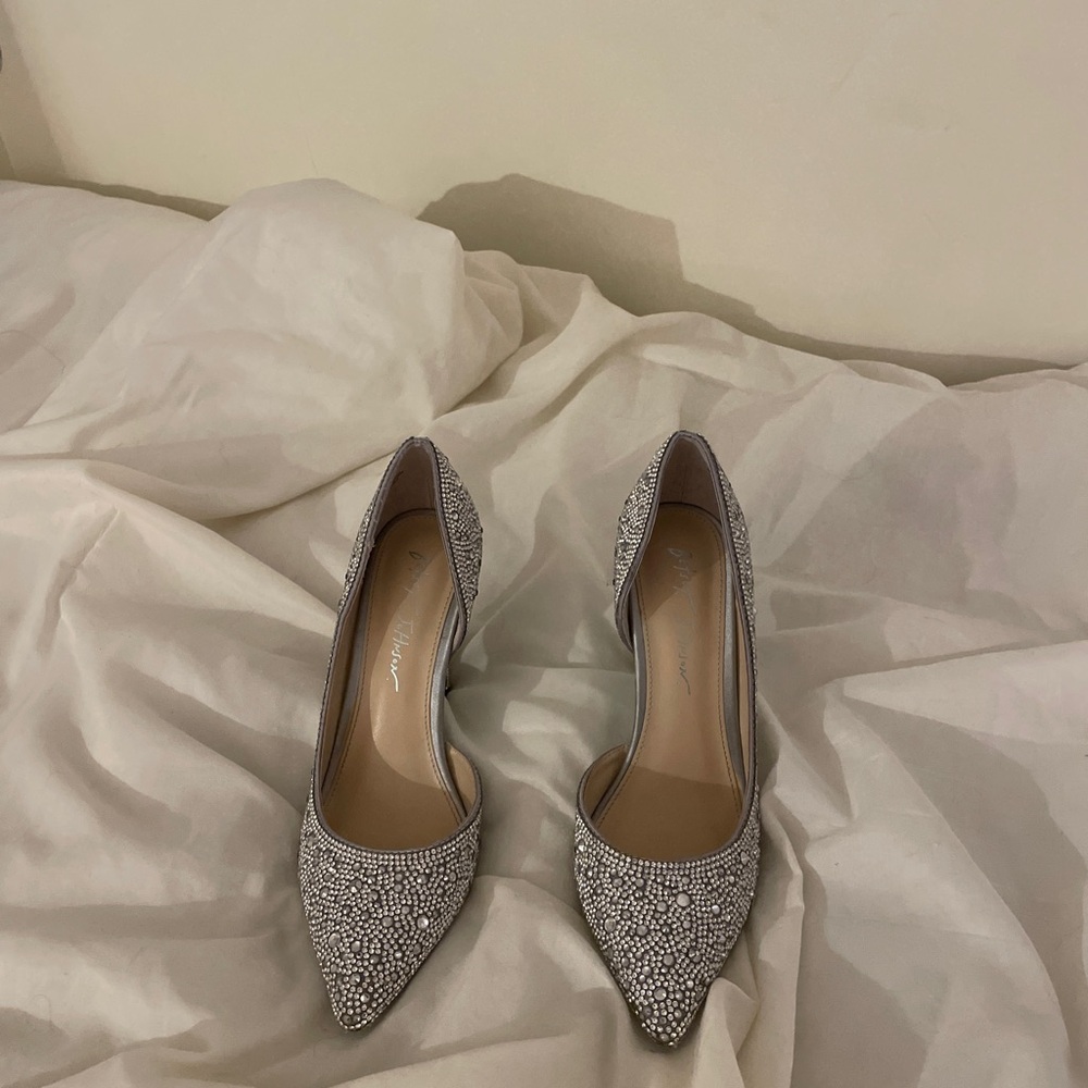 Betsey Johnson Silver Glitter Heels